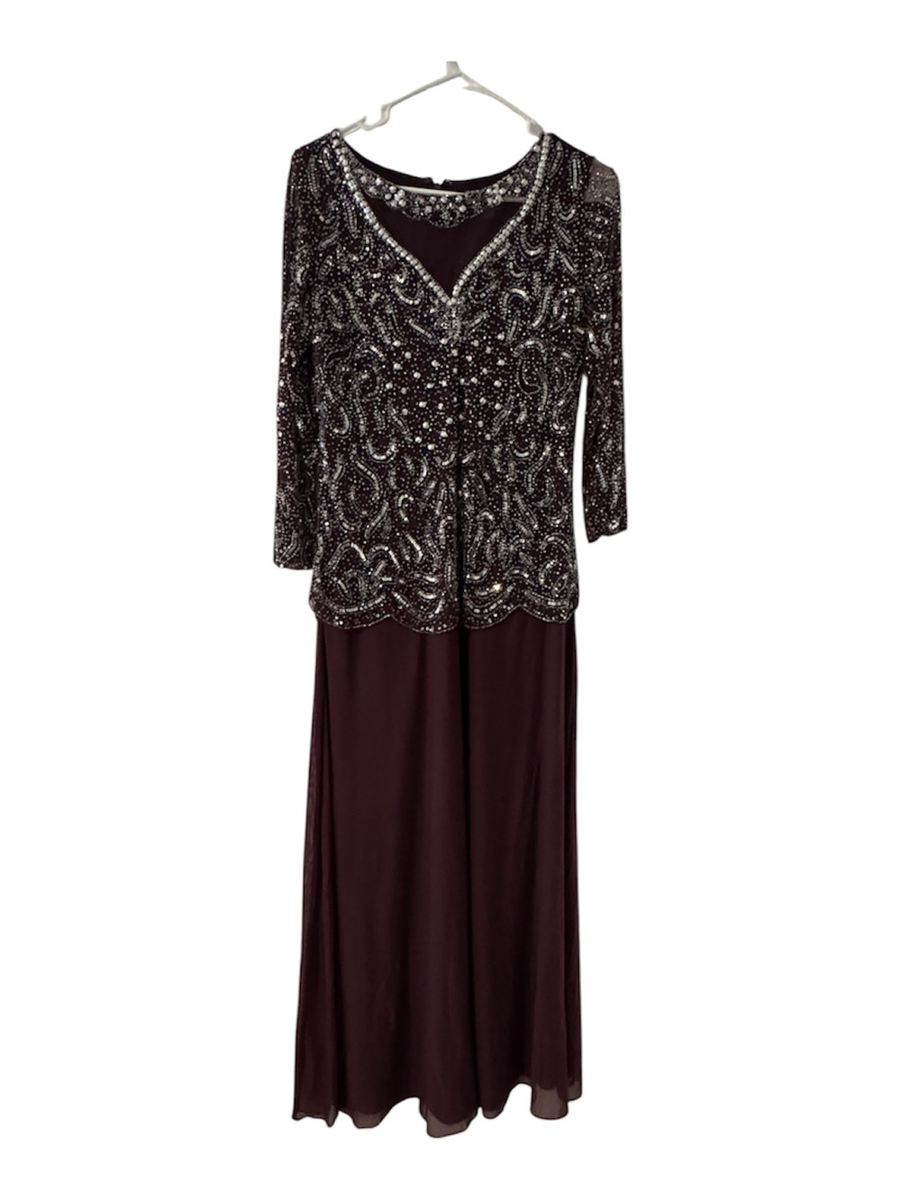 Pisarro Nights Beaded Evening Gown I Deep plum Burgundy I Size 8 - Picture 2 of 8